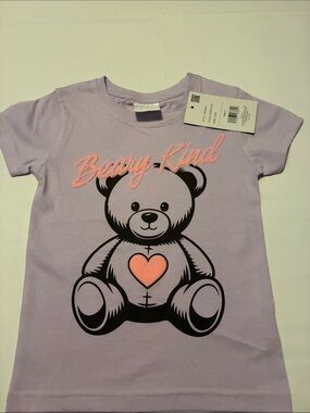 Beary Kind Lavender Short Sleeve Tee with Heart Graphic